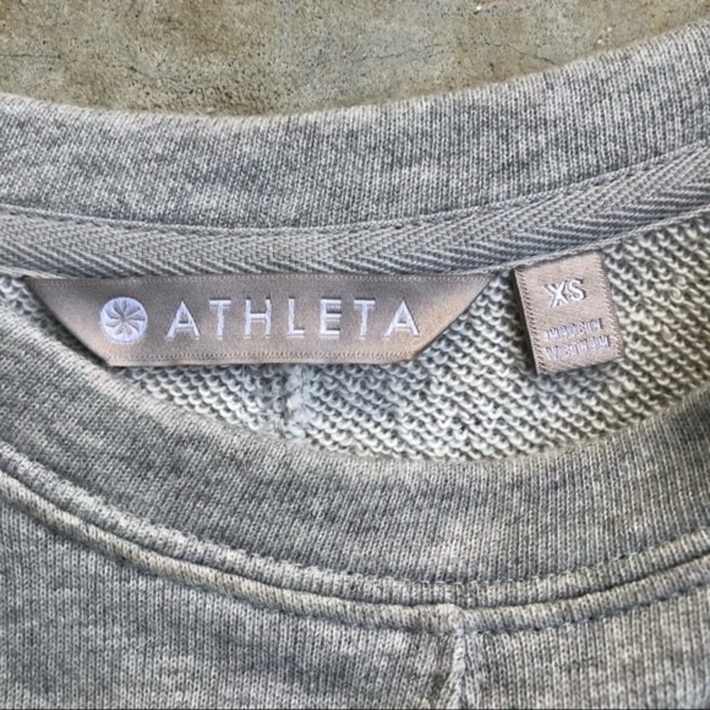 Athleta Embrace Sweatshirt Mini Dress Gray Tie Waist Short Sleeve XS - Picture 4 of 6